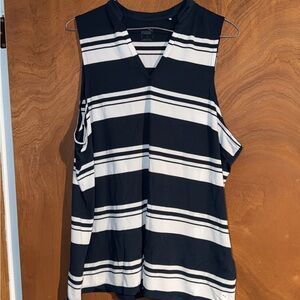 Puma Striped Navy and White Tank Top